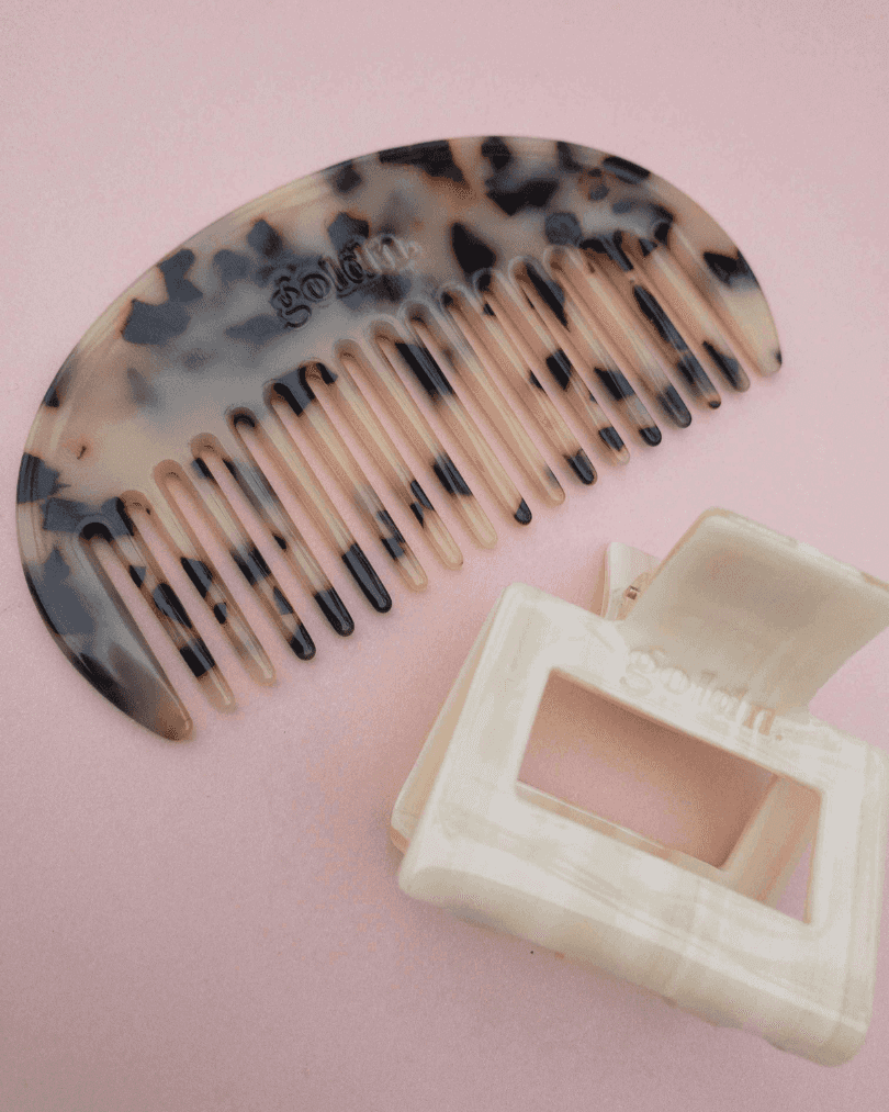 eco friendly acetate arch wide tooth comb in tortoiseshell by Goldn