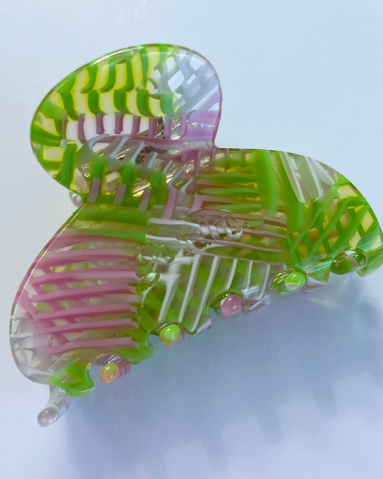 eco friendly acetate arch mini claw clip in neon green by Goldnwares