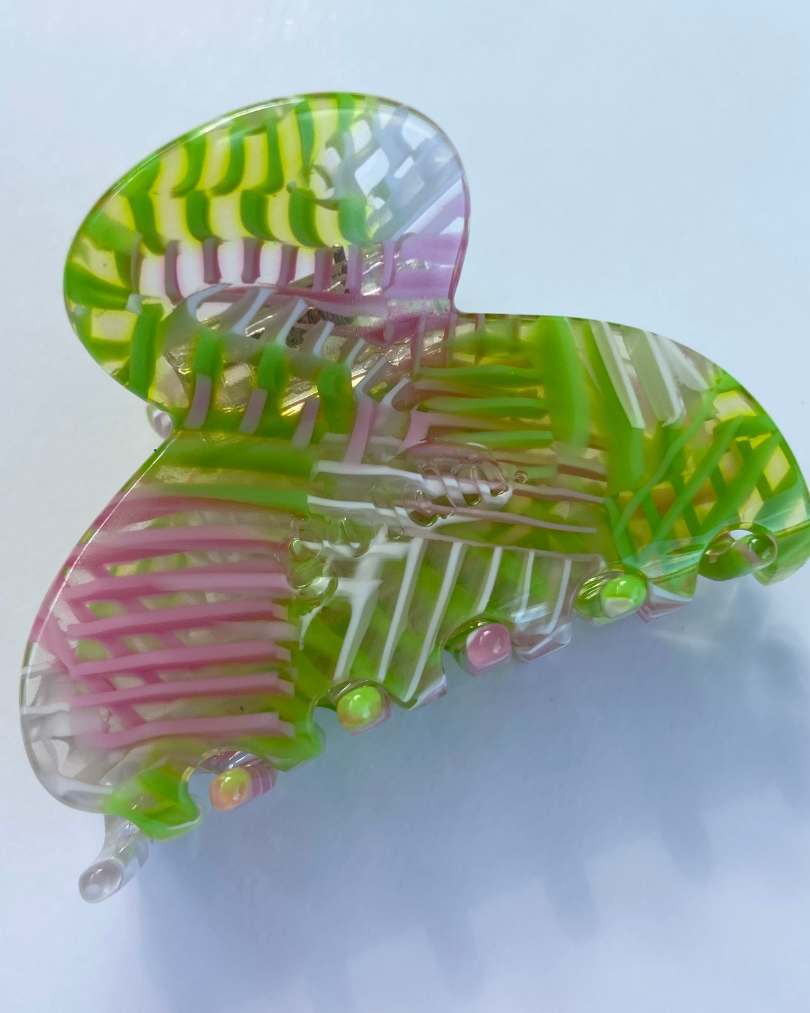 eco friendly acetate arch mini claw clip in neon green by Goldnwares