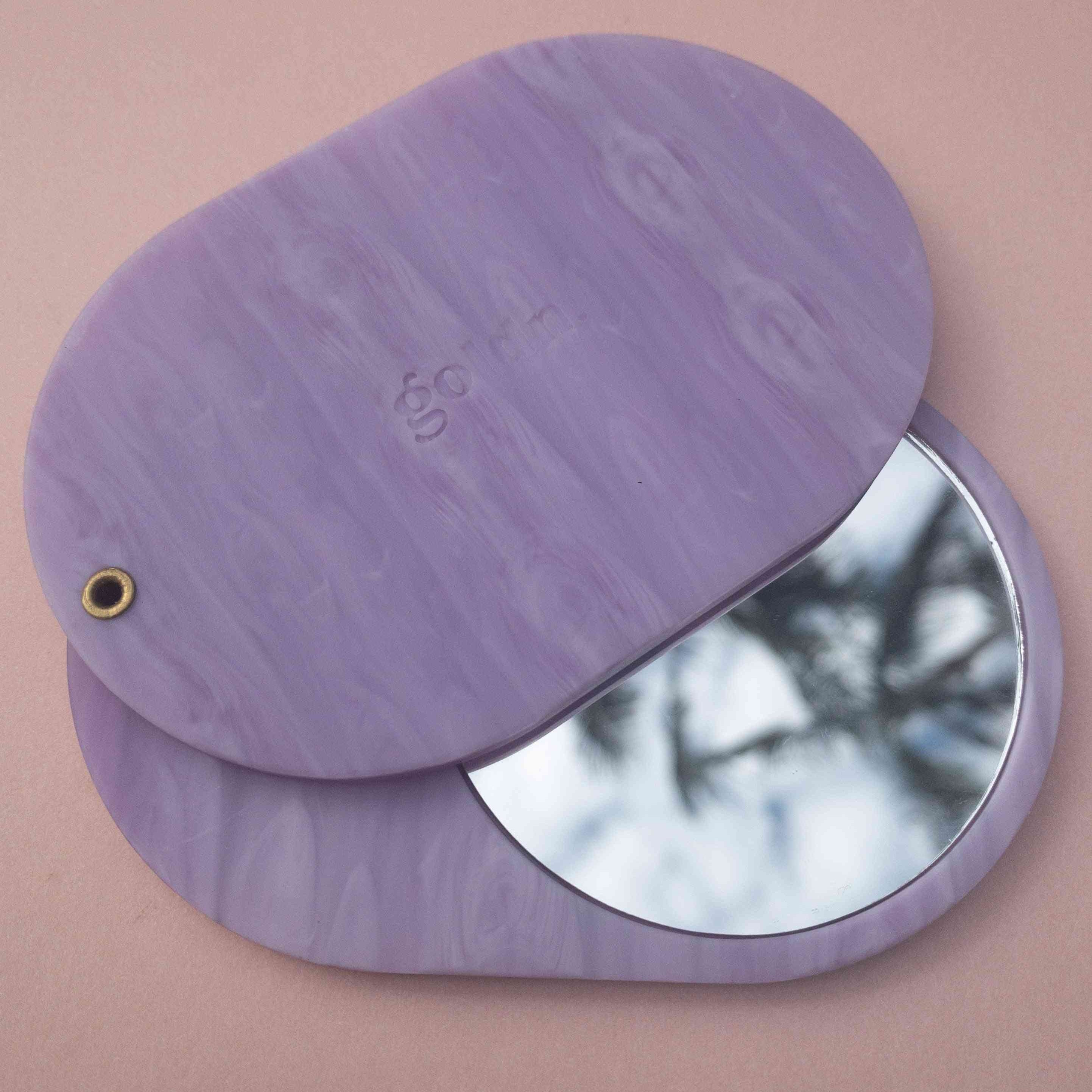 Golden Compact mirror in purple