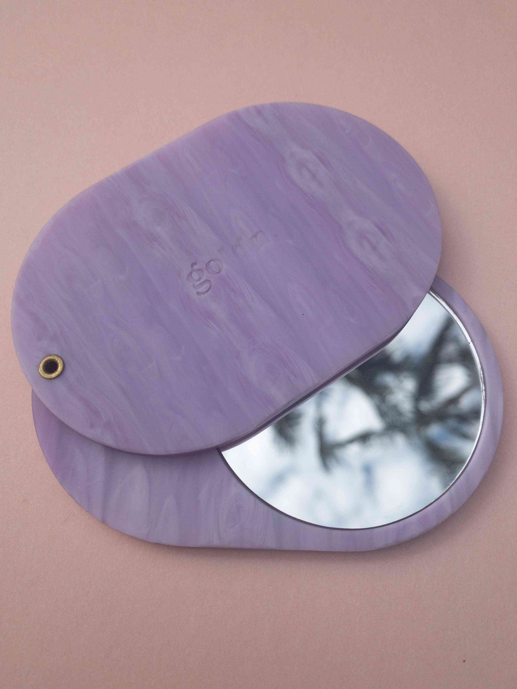 Golden Compact mirror in purple