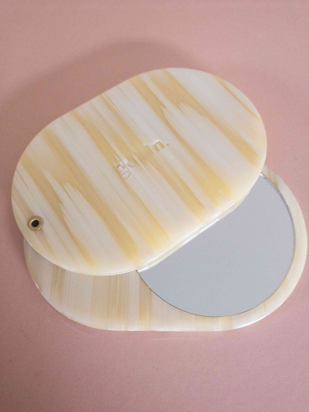 Golden Compact mirror in cream