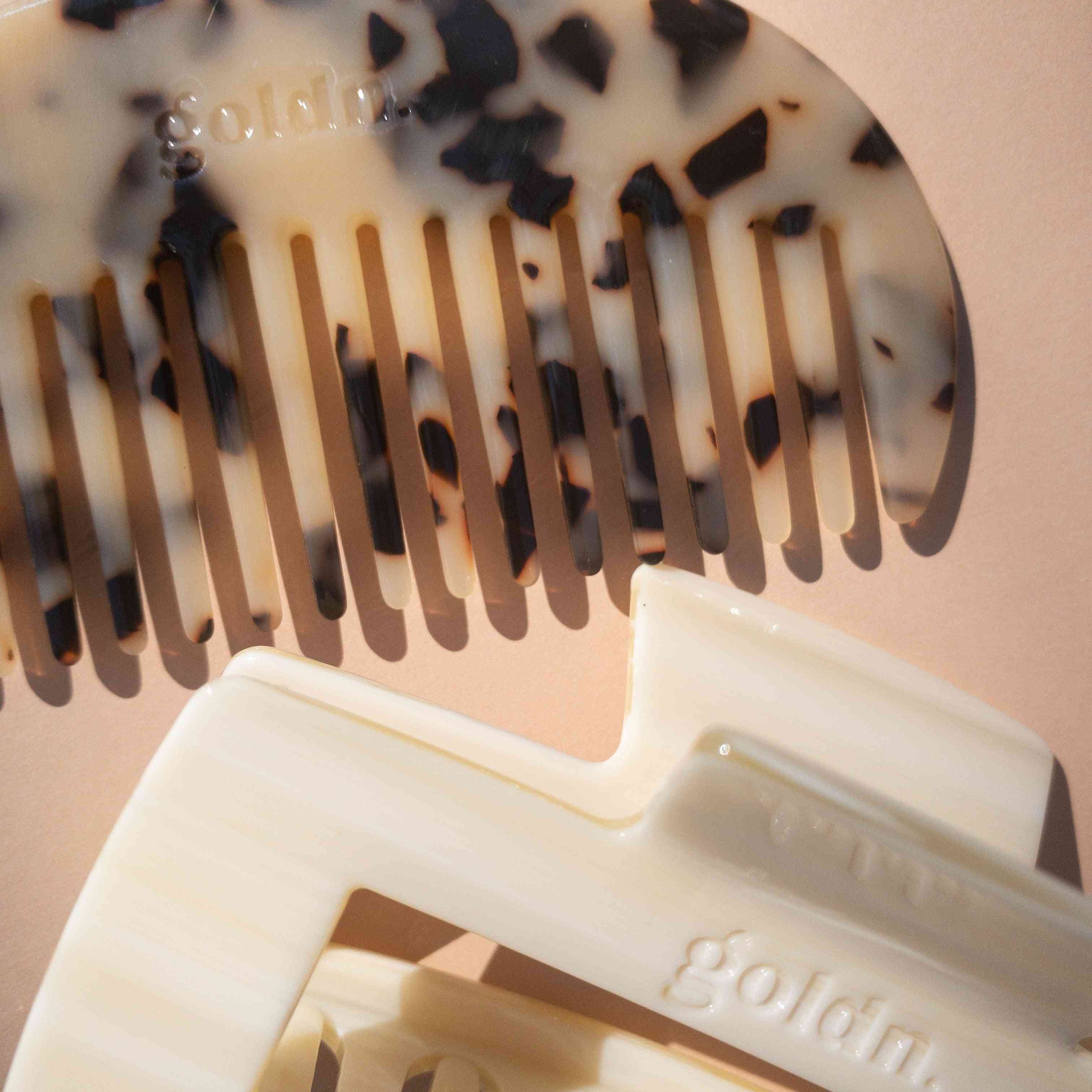 eco friendly acetate arch wide tooth comb in tortoiseshell by Goldn