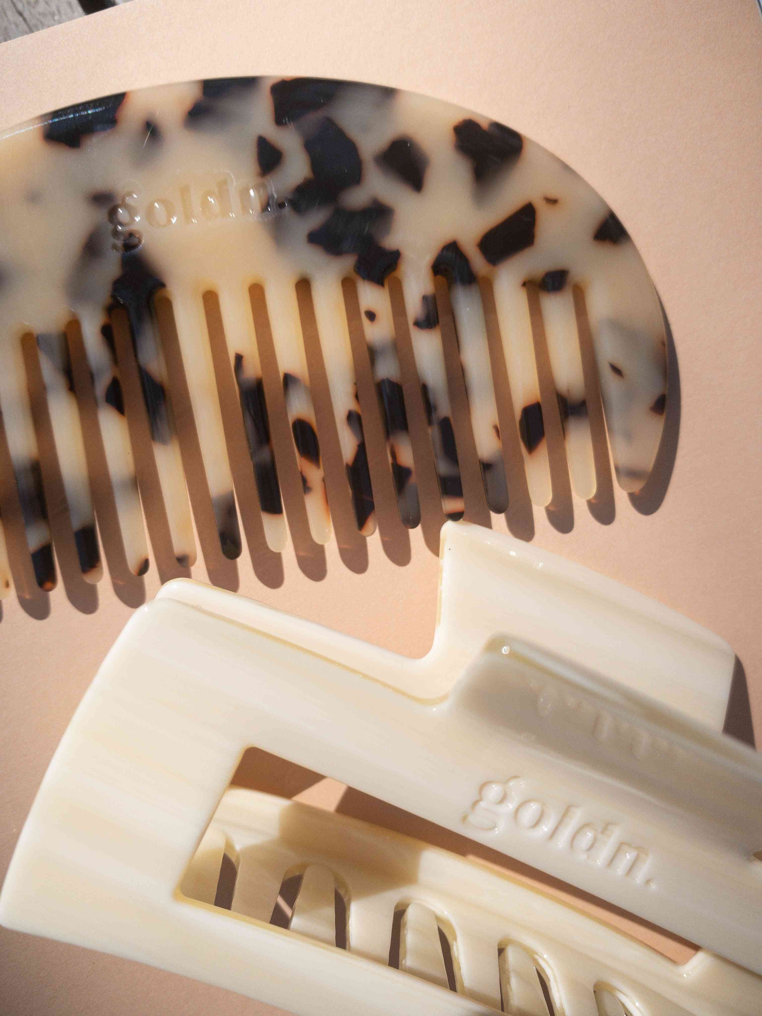eco friendly acetate arch wide tooth comb in tortoiseshell by Goldn