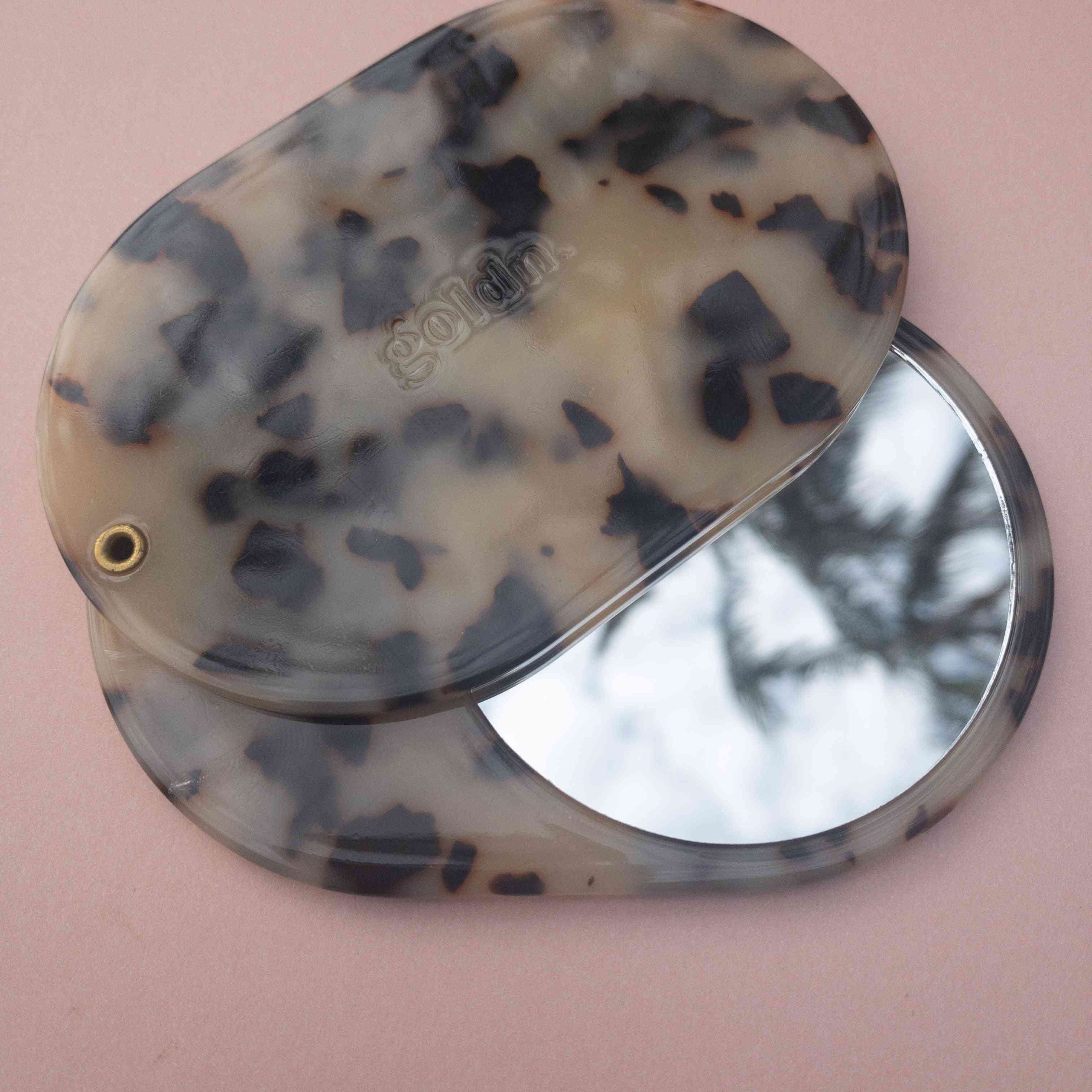 Golden Compact mirror in tortoiseshell