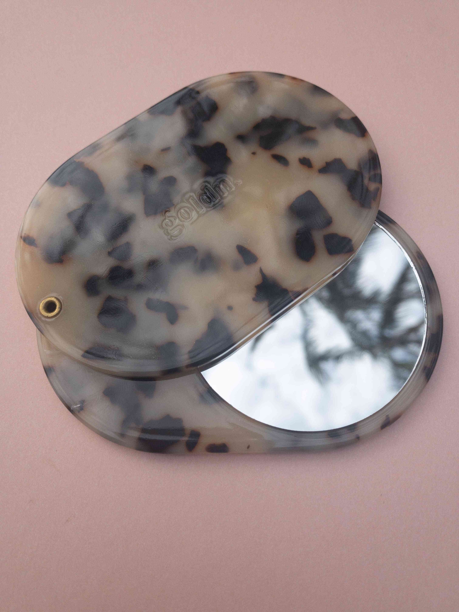Golden Compact mirror in tortoiseshell