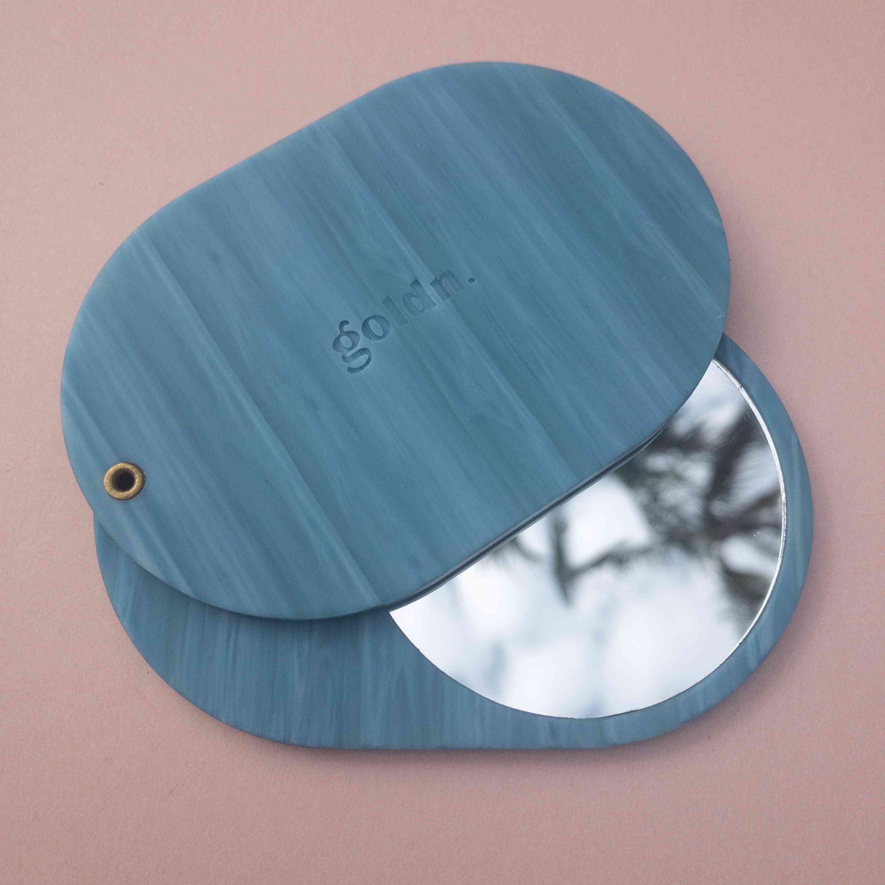 Golden Compact mirror in blue