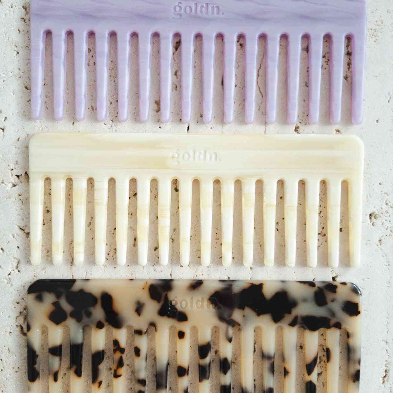 The classic og hair combs in purple, cream and tortoiseshell tangle free and biodegradable 