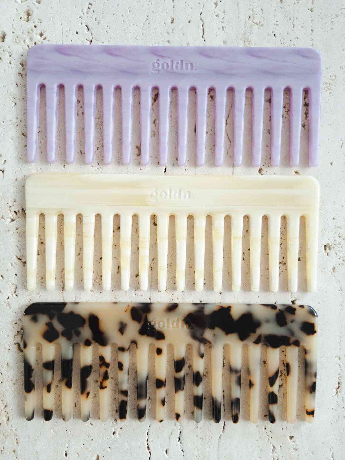 The classic og hair combs in purple, cream and tortoiseshell tangle free and biodegradable 